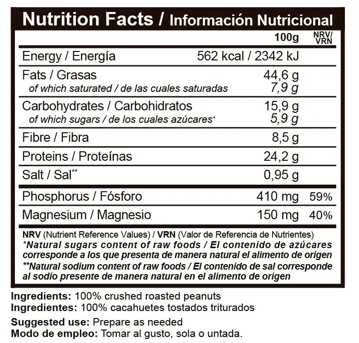 Tabela Nutri PEANUT BUTTER CREAM 750 GRS.webp