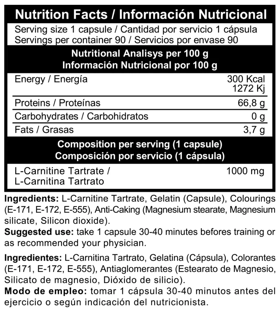 Tabela Nutri Carni Pro Extreme Tank 90 Caps.webp