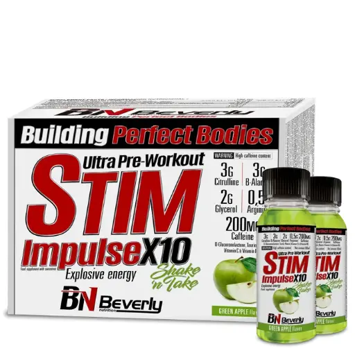 STIM IMPULSE X10              Pré-treino 20 ampolas x 60ml Beta Alanina, Citrulina, Glicerol, Arginina e Cafeína